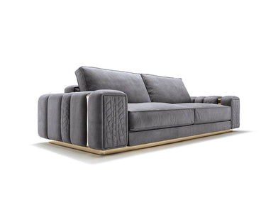 Dallas Luxury Modern Sofas in Plush Dark Grey Velvet with Elegant Gold Accents - UK Luxury Furniture